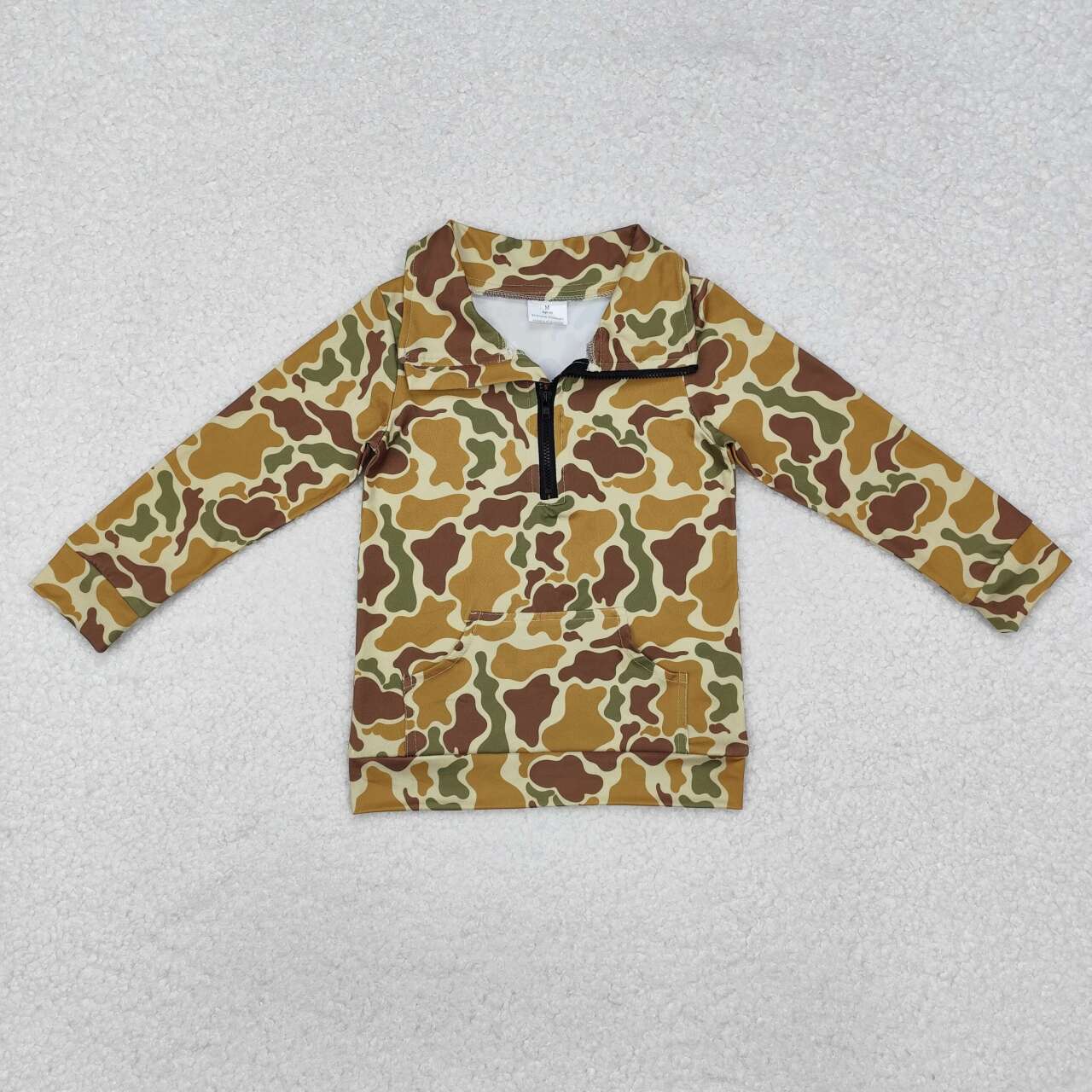 Baby Boy Mustard Camo Long Sleeve Pullover Top