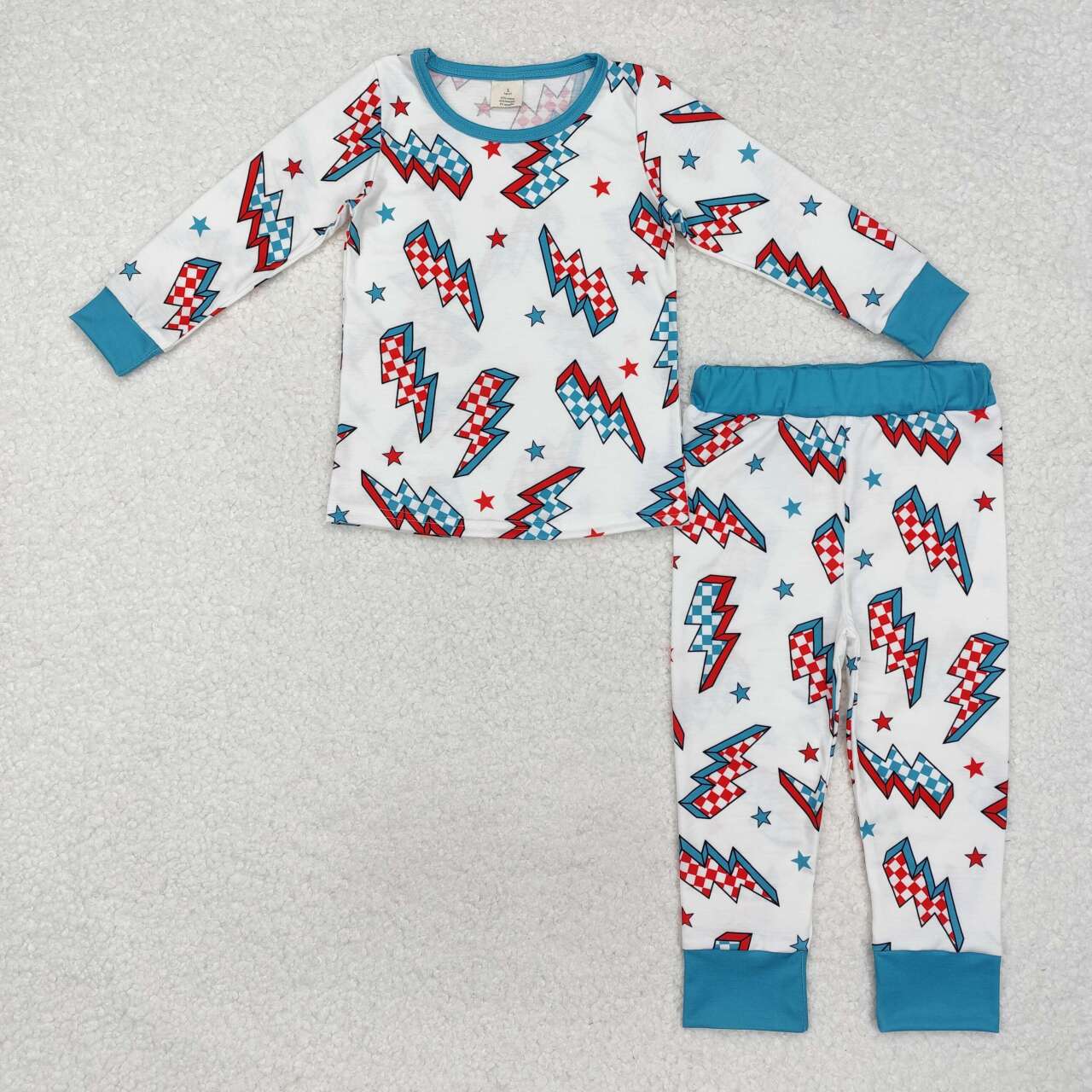 Red blue checkered flash boy matching outfit