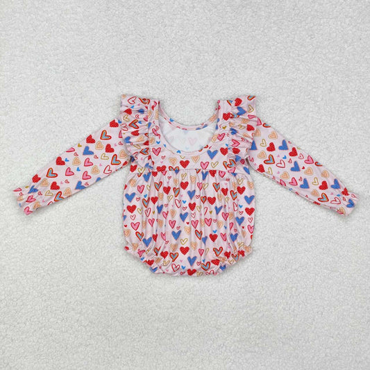 Valentines day colorful heart baby girls romper