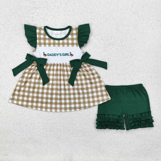 Embroidery Daddys girl duck print girls outfit