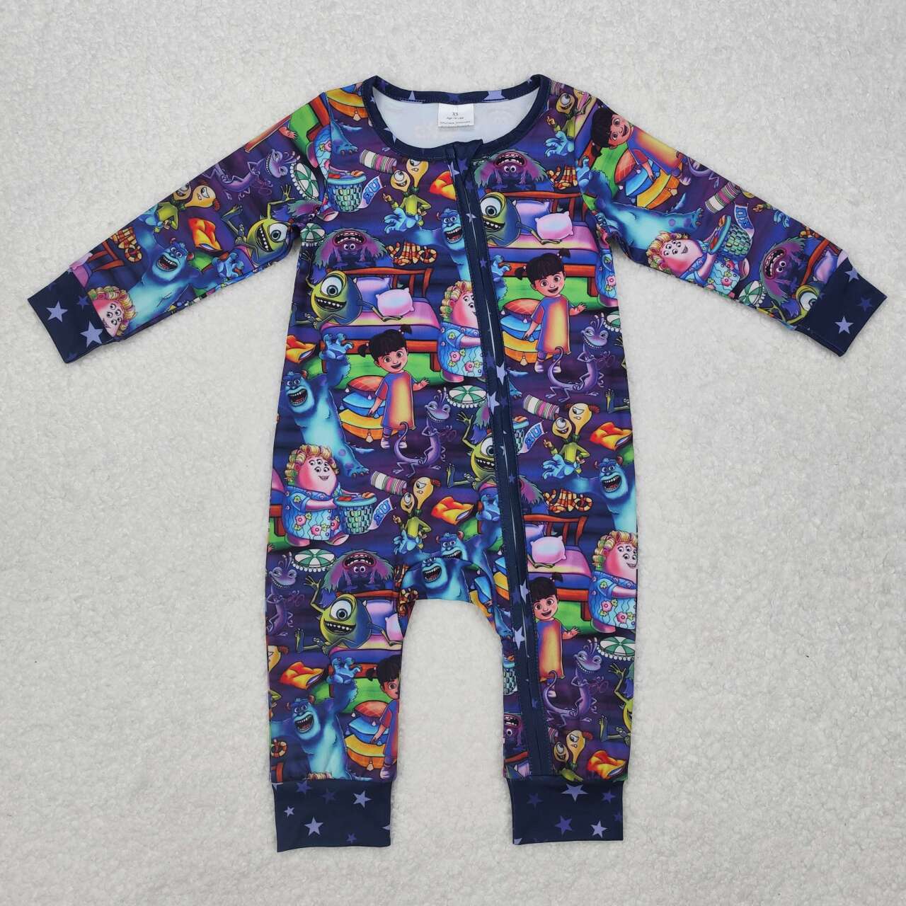 Baby boy long sleeve cartoon zip romper