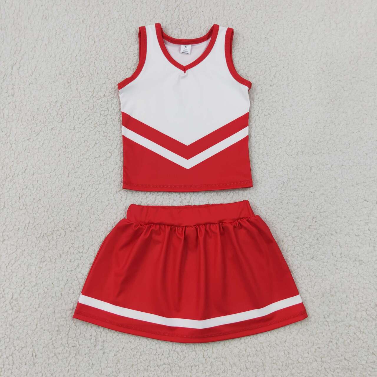 Red top matching skorts girls summer yoga outfit