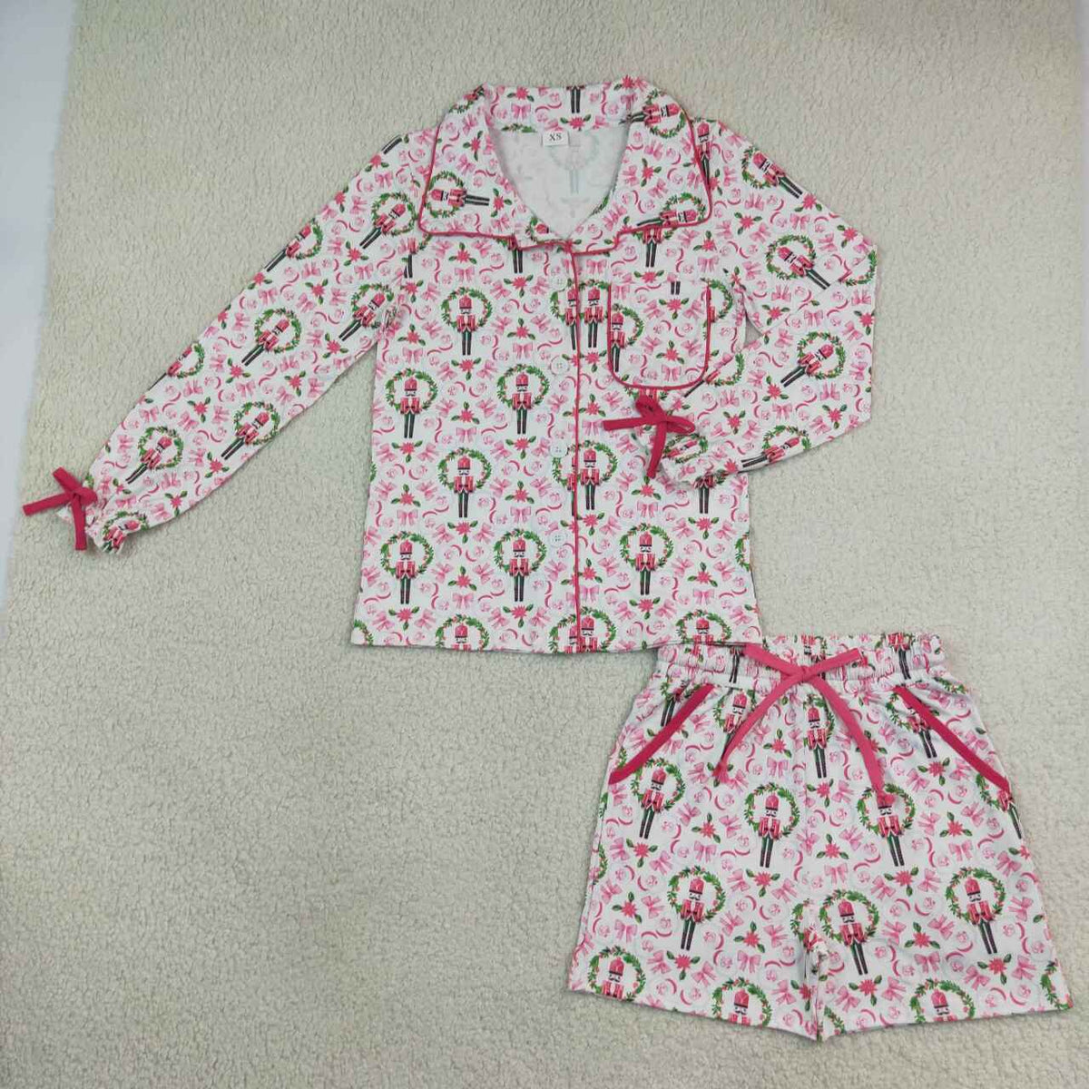 Adult women Christmas soldier design short sleeve pajama set