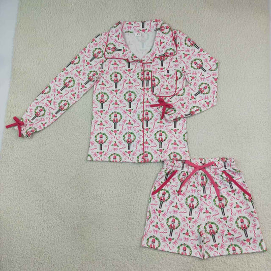 Adult women Christmas soldier design short sleeve pajama set