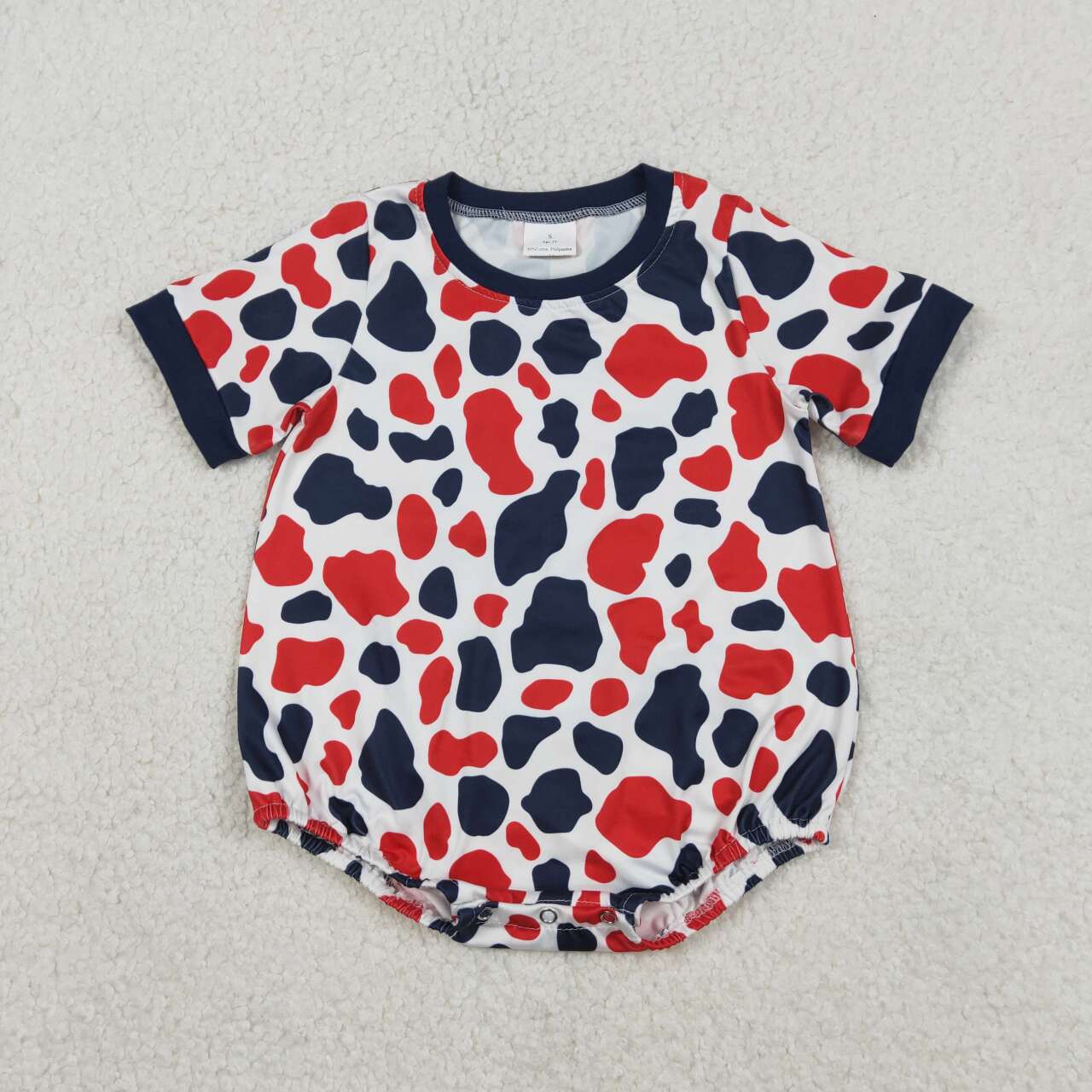 Toddle boy red blue cow print design romper