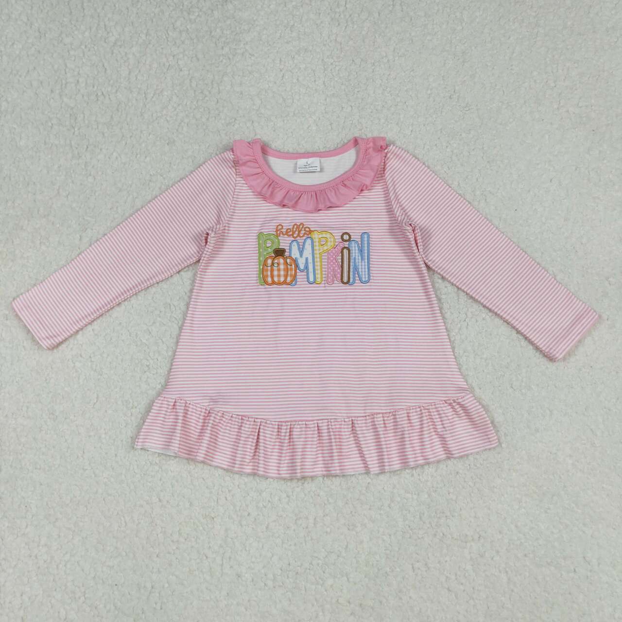 Embroidery hello pumpkins girls long sleeve top