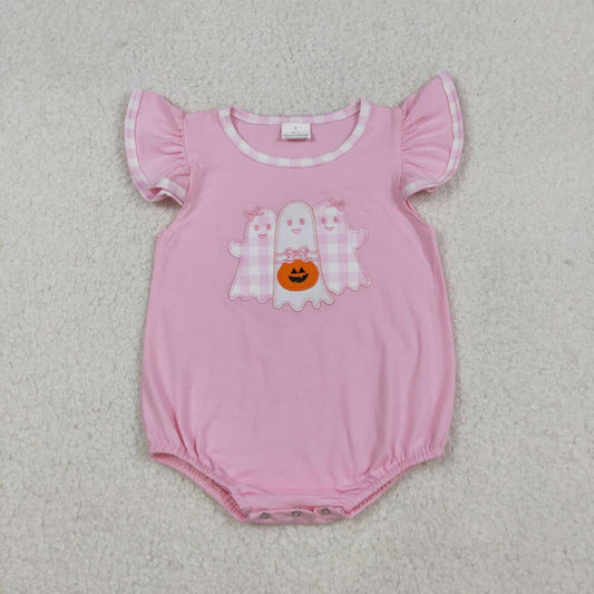 Toddle girl embroidery Halloween ghost pumpkins romper