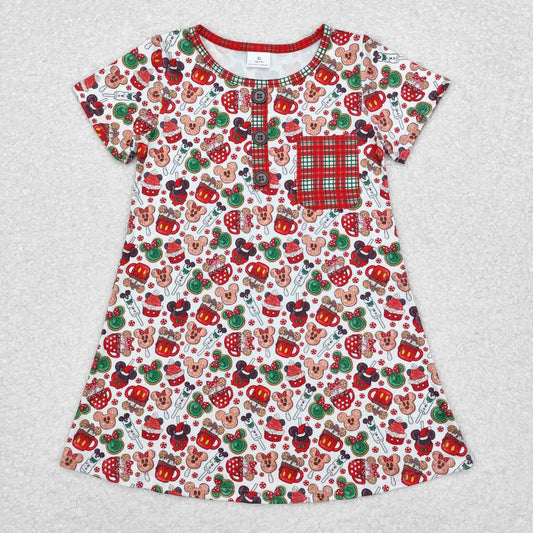 Wholesale baby girls Christmas cartoon mouse dress