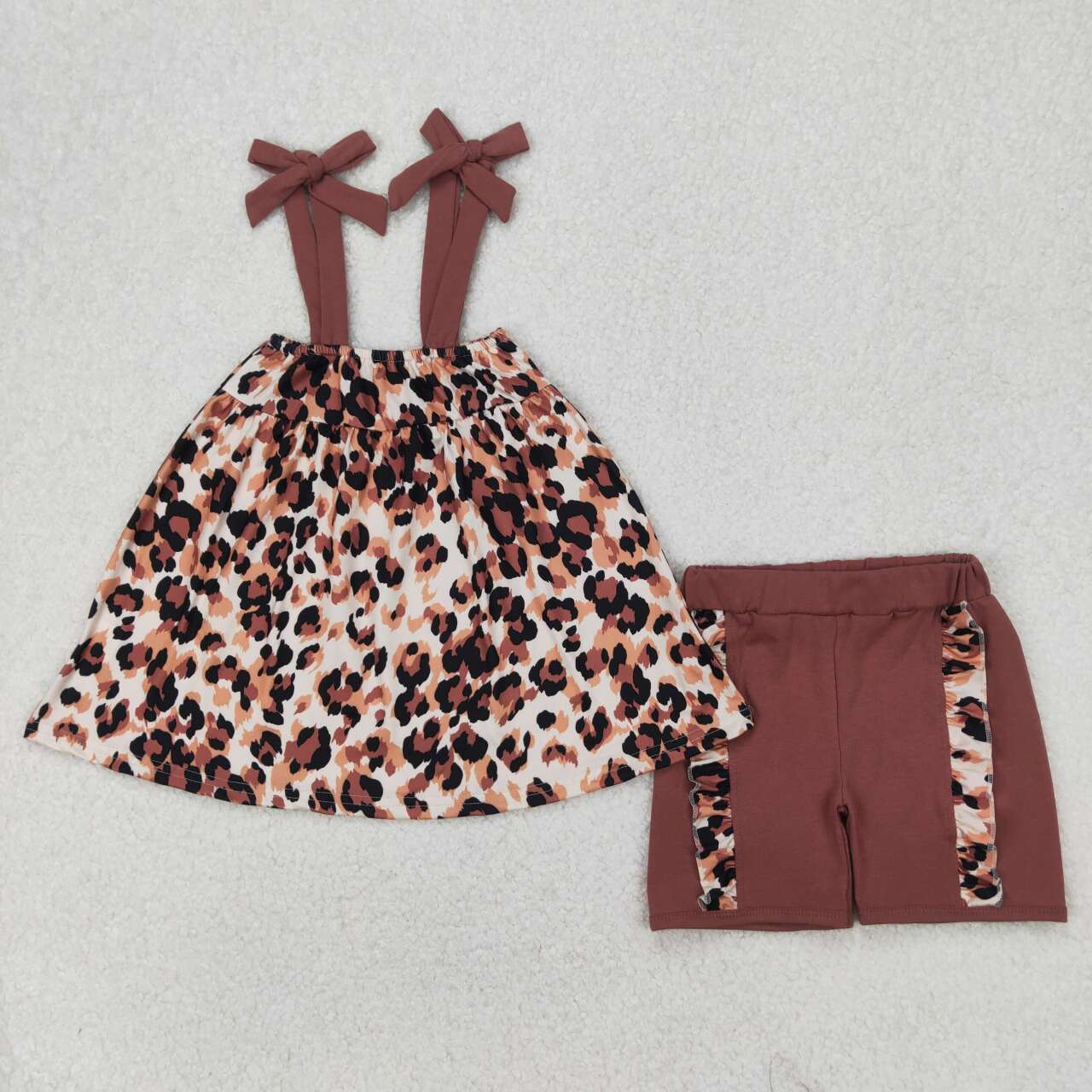 Baby girls leopard top matching shorts summer outfit