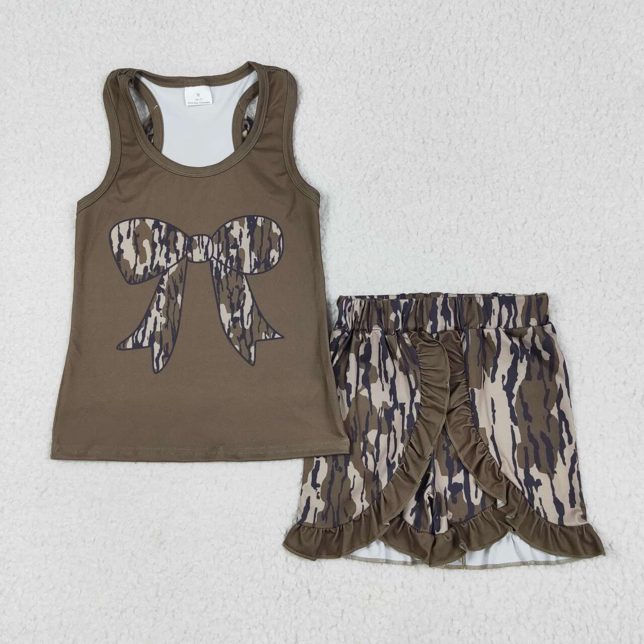 Baby girl bottomland camo bow summer outfit