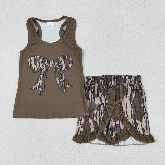 Baby girl bottomland camo bow summer outfit