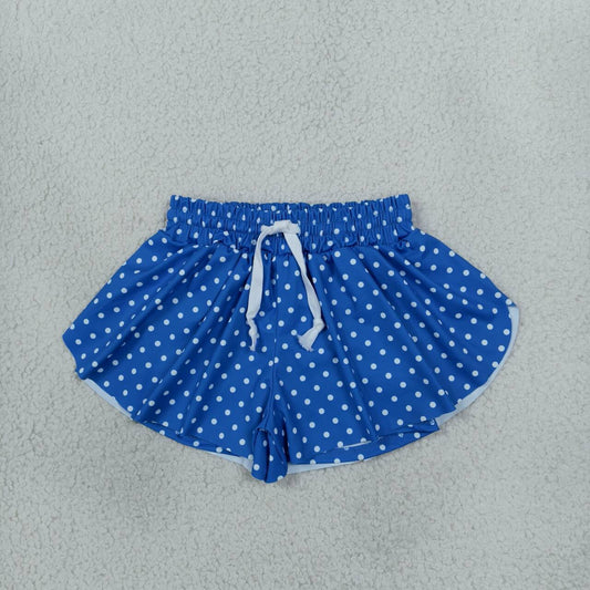 Toddle baby girls royal blue polka dots color summer yoga shorts