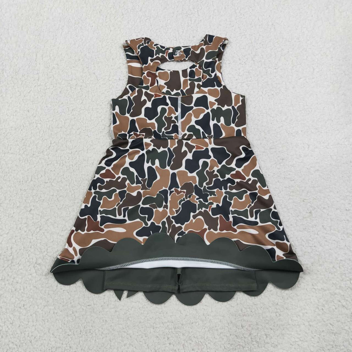 Green camo color girls summer yoga dress
