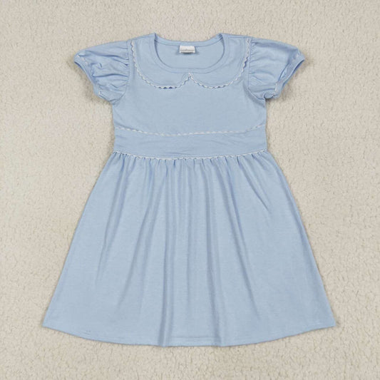 Toddle girls solid cotton blue dress