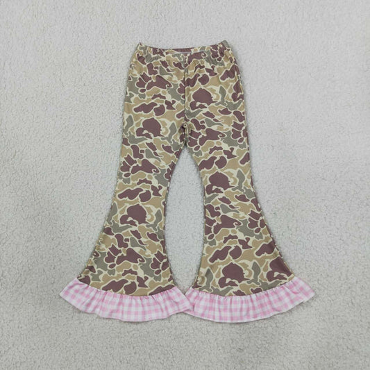 Khaki camo girls bell bottom pants