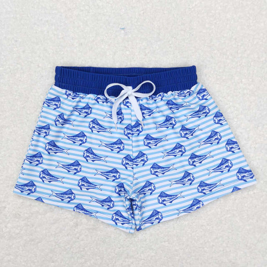 USA SHOP Boys blue fish design swim trunks