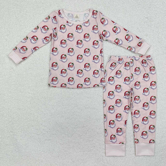 Christmas Santa long sleeve pink pajama set bamboo clothes