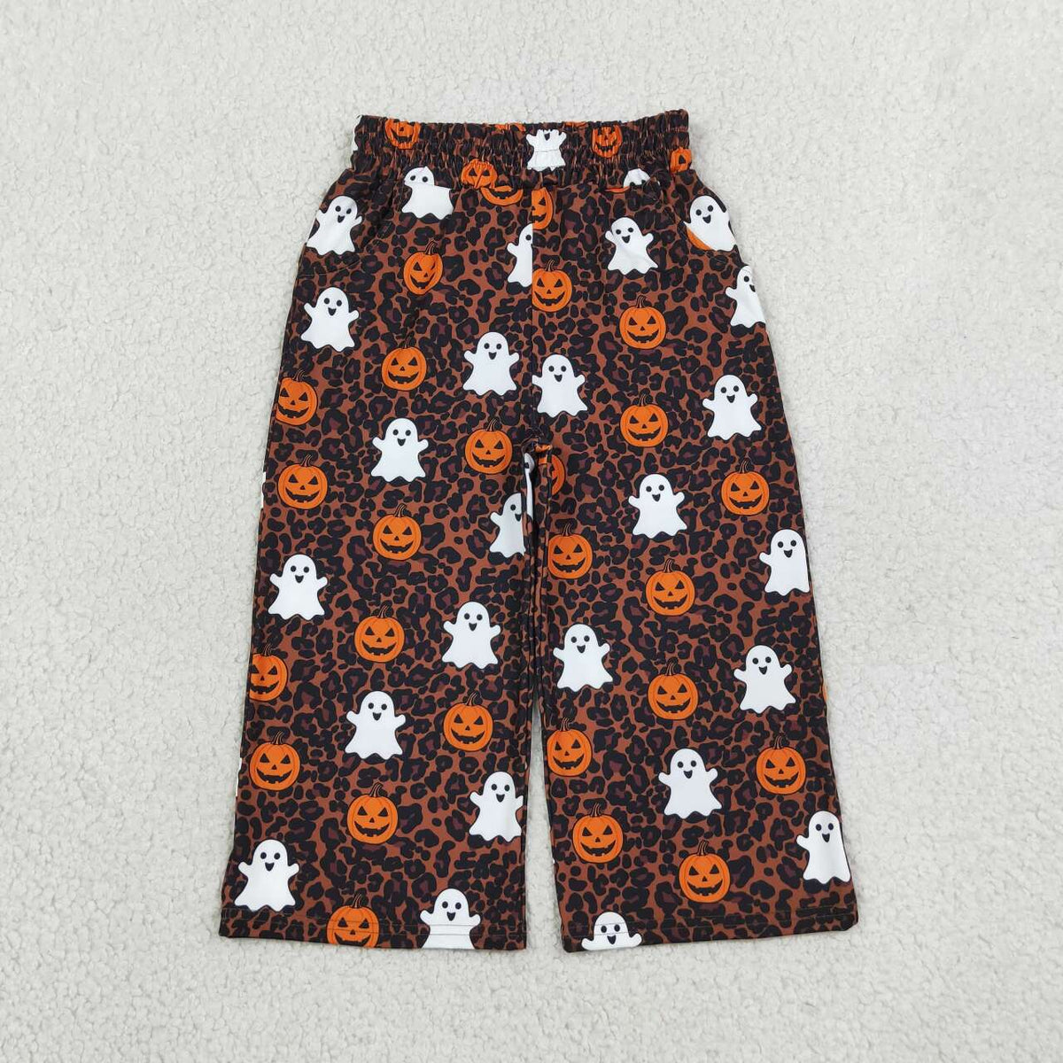 Halloween ghost pumpkin print girls milk silk pants