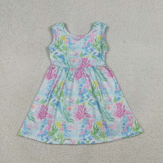 Seaweed design girls yoga dress