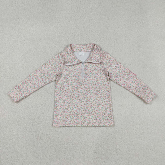 Baby girl long sleeve pink floral pullover top