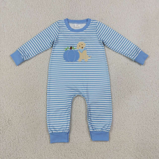 Toddle baby boy fall pumpkins embroidery design romper