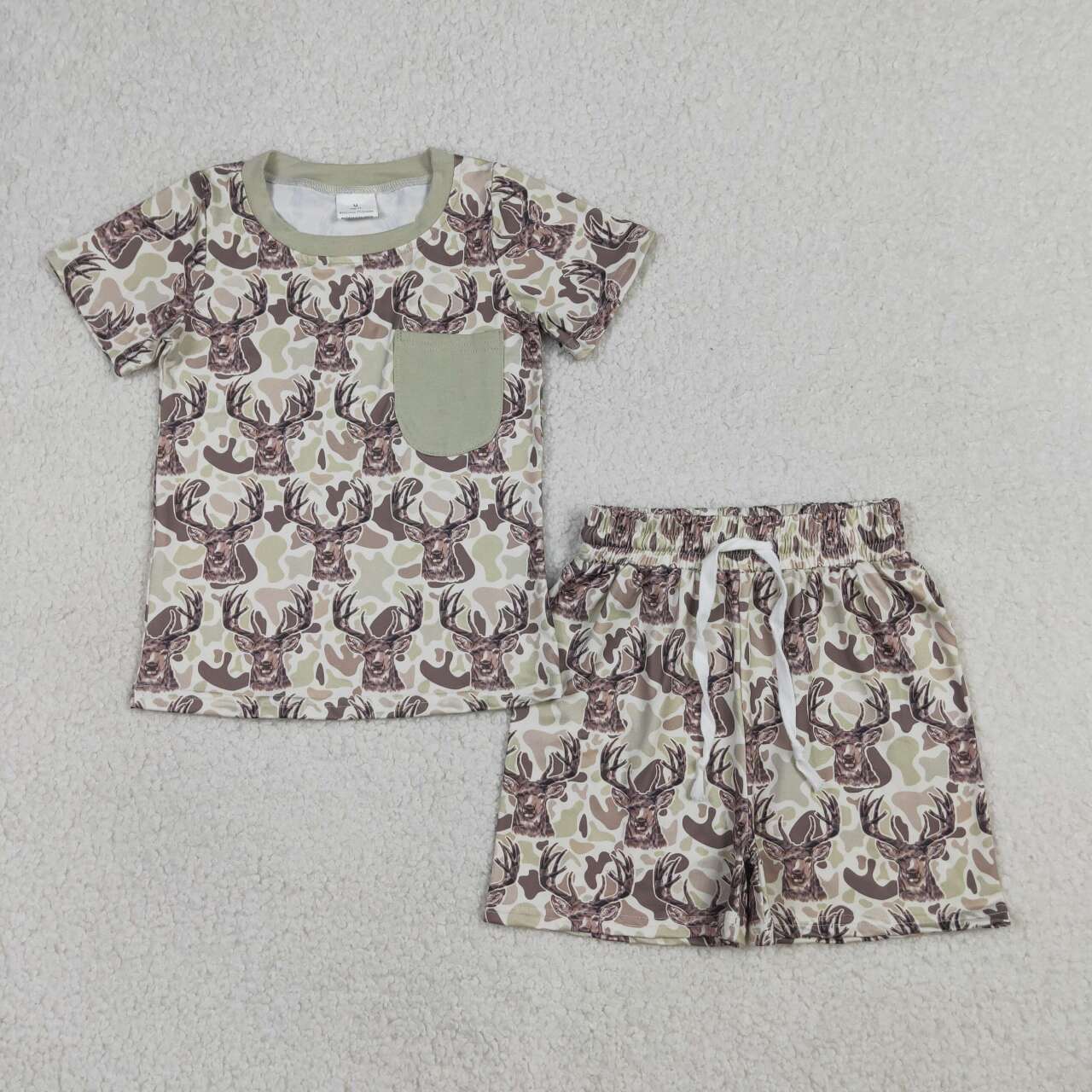Camo top matching shorts boy summer outfit