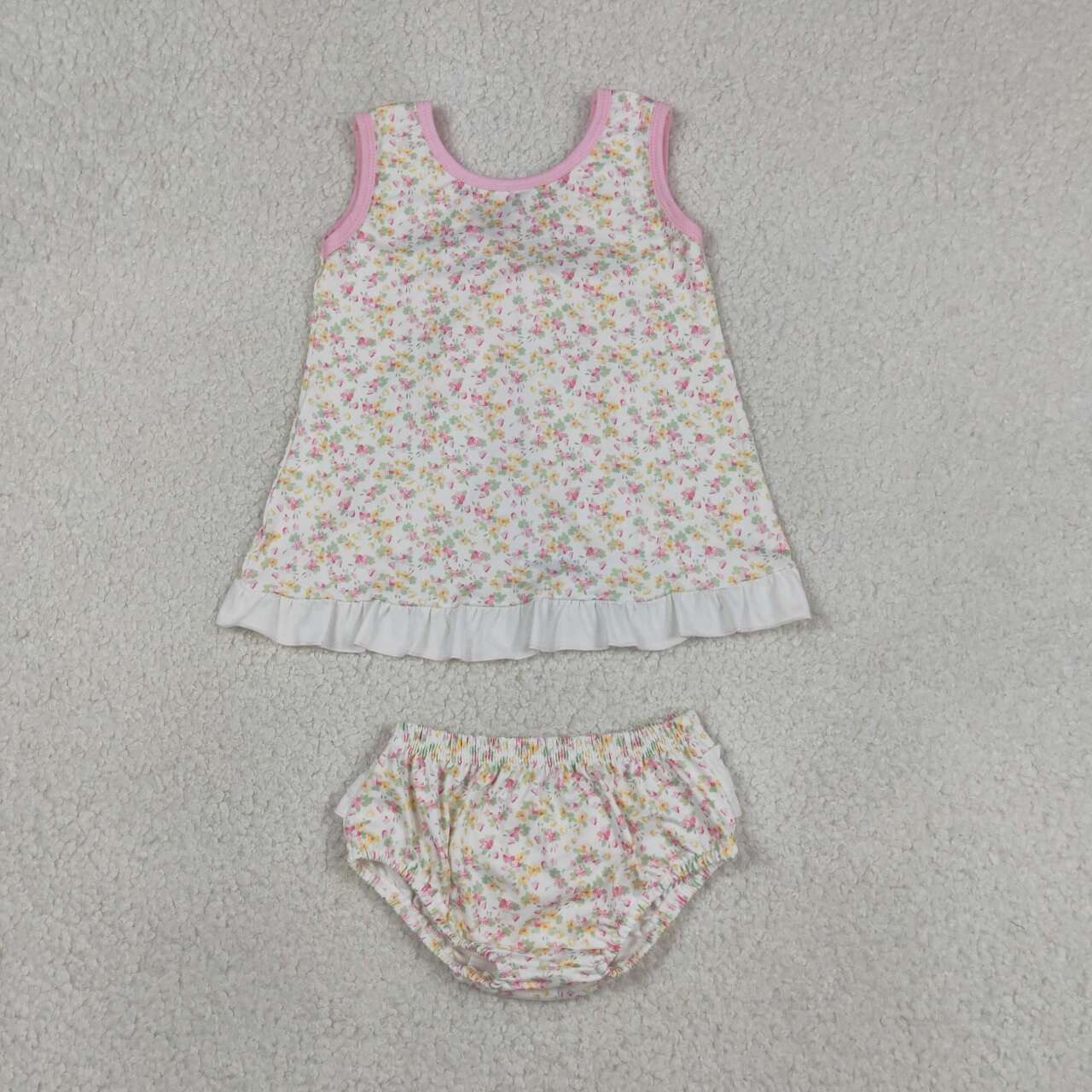 Yellow pink design girls summer bummies outfit
