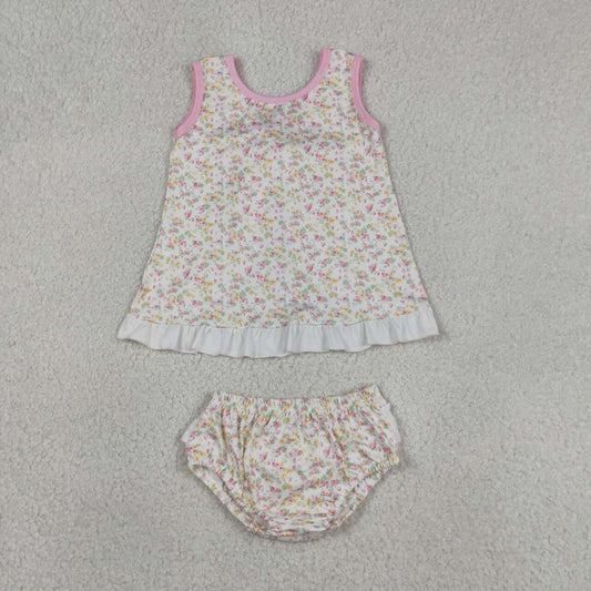 Yellow pink design girls summer bummies outfit