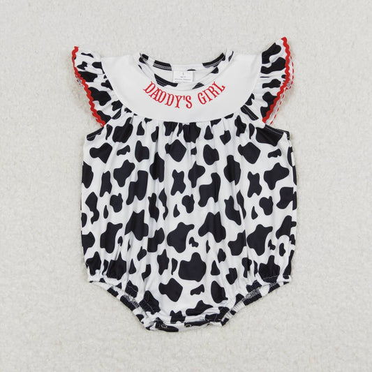 Daddy girls fathers day cow print romper