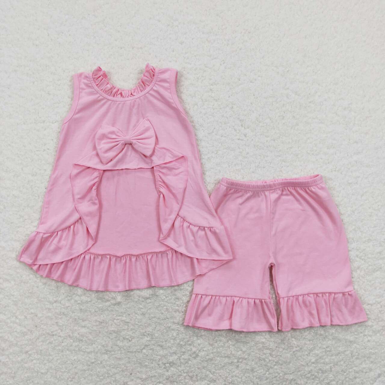 infant baby girls solid pink boutique clothing set