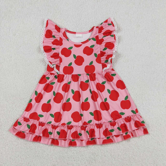 Back to school apple design girls summer dress