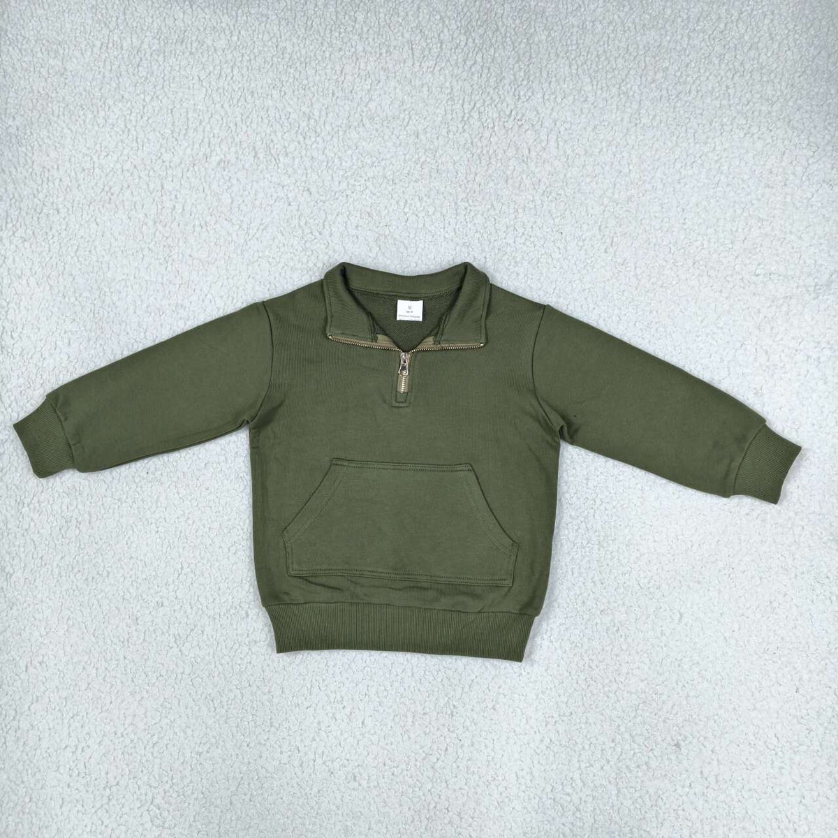 Green color kids girls long sleeve zip sweatshirt top