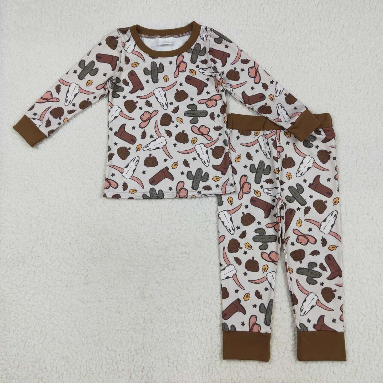 Western cowboy long sleeve pajama set clothes