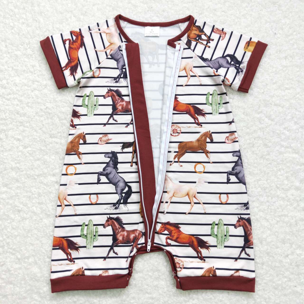 western horse cowboy short sleeve romper