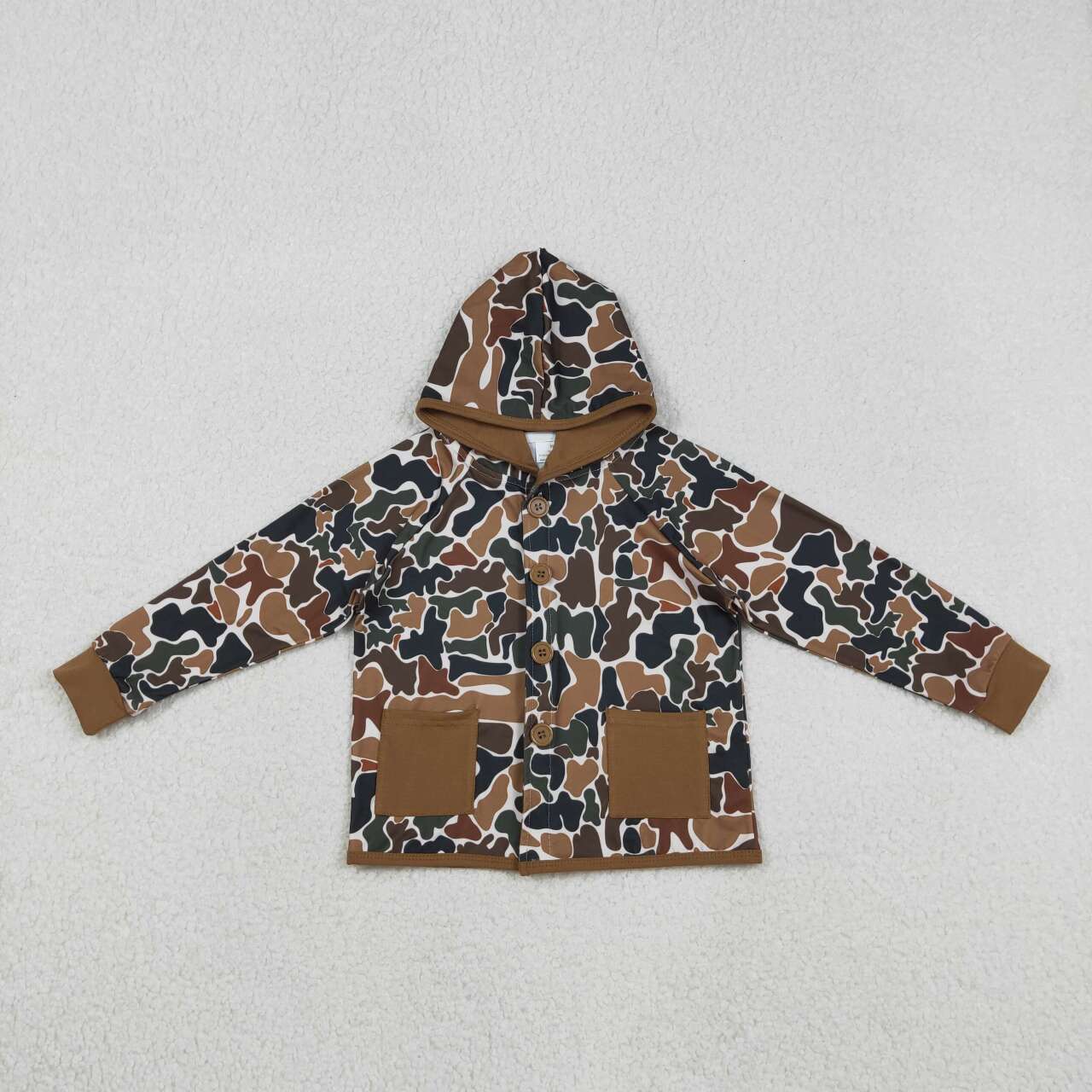 Brown Camo kids boy long sleeve hoodie top