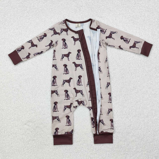 Toddle baby boy hunting dog long sleeve bamboo zip romper