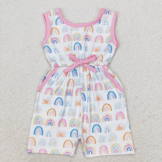 infant baby girls rainbow pocket jumpsuit