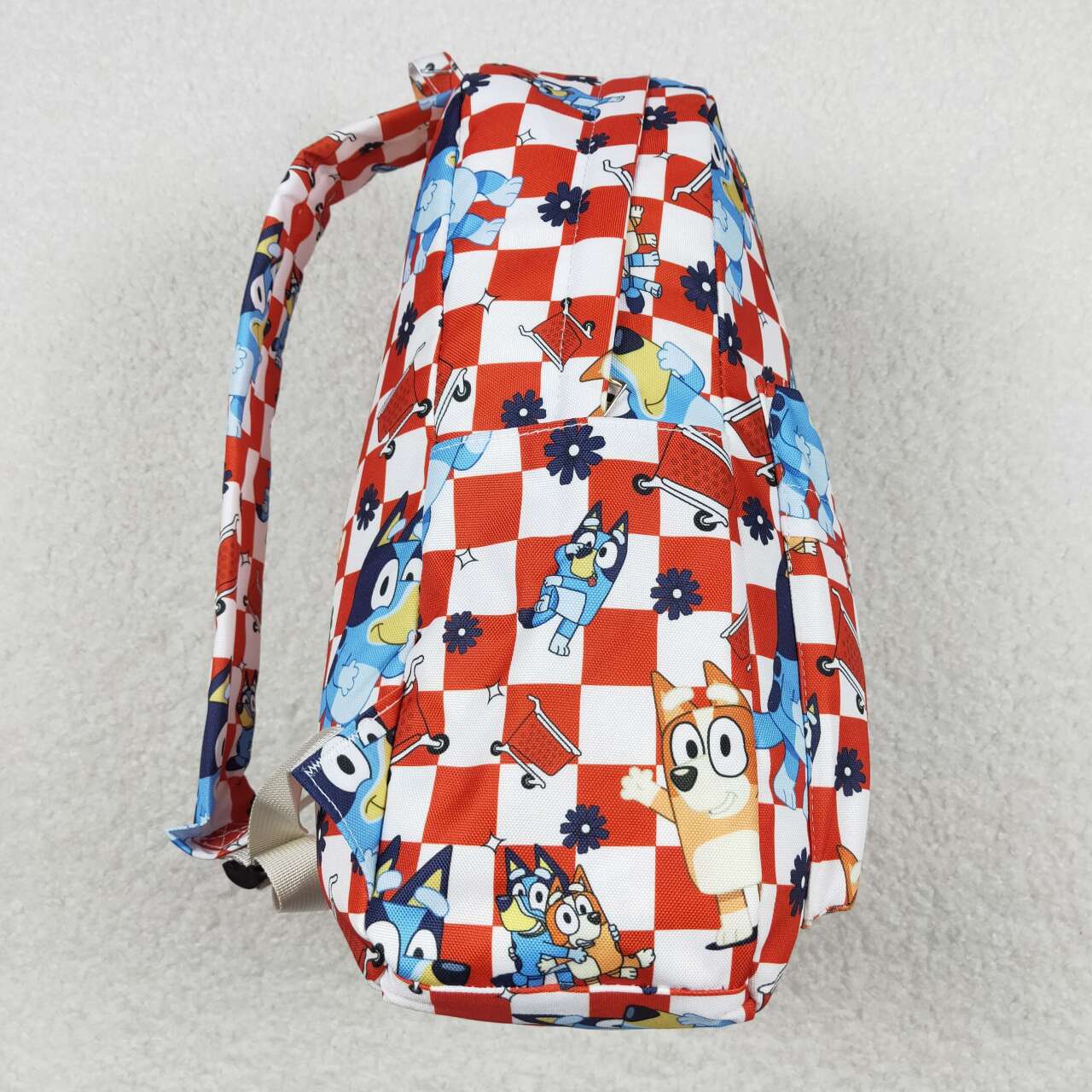 toddle baby cartoon blue dog red chekered mini backpack