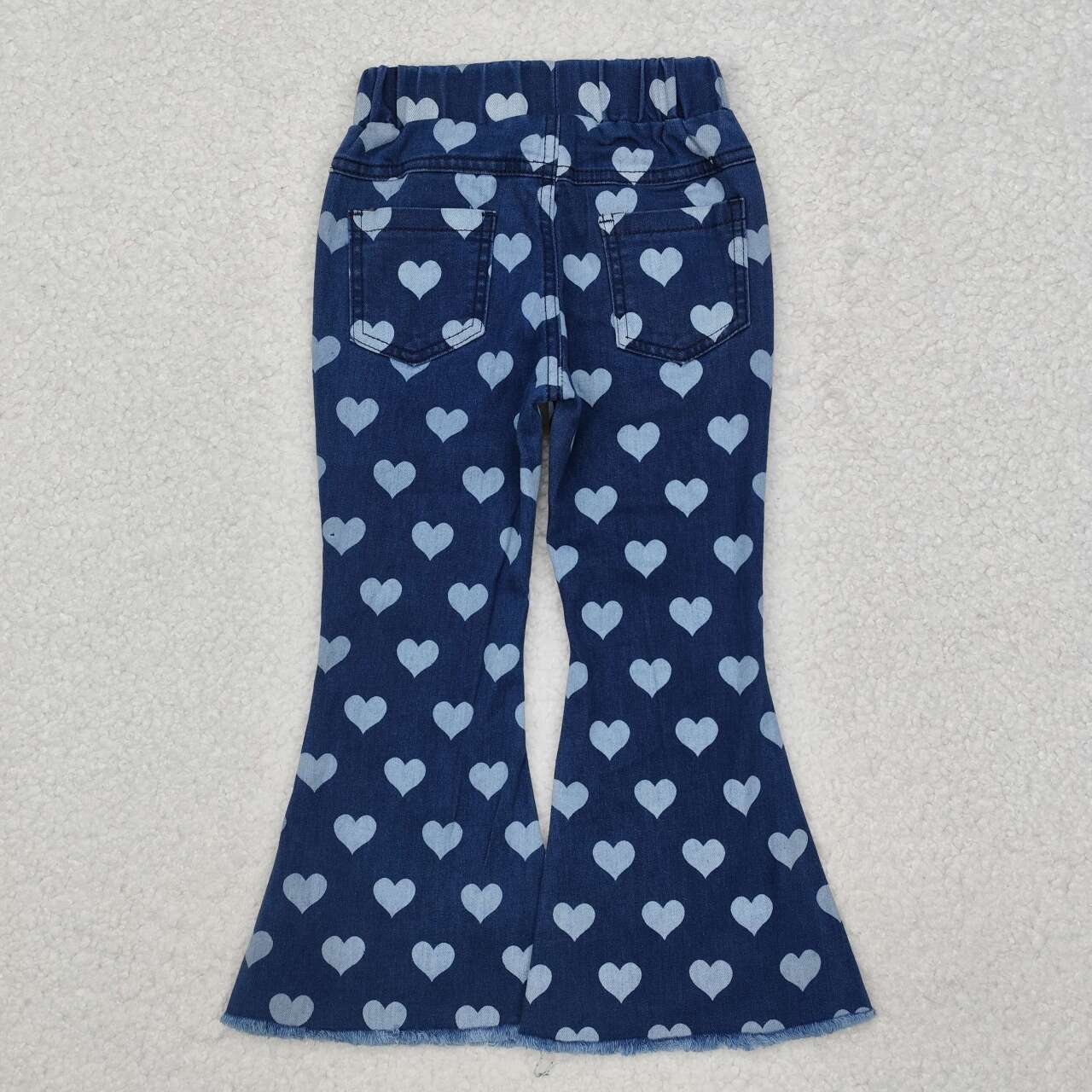 baby girls heart print Valentines day jeans bell bottoms pants