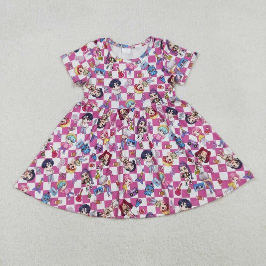 Girls movie design short sleeve summer dress