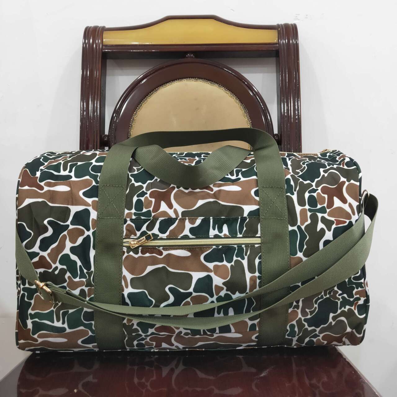 new style brown camo print duffle bag