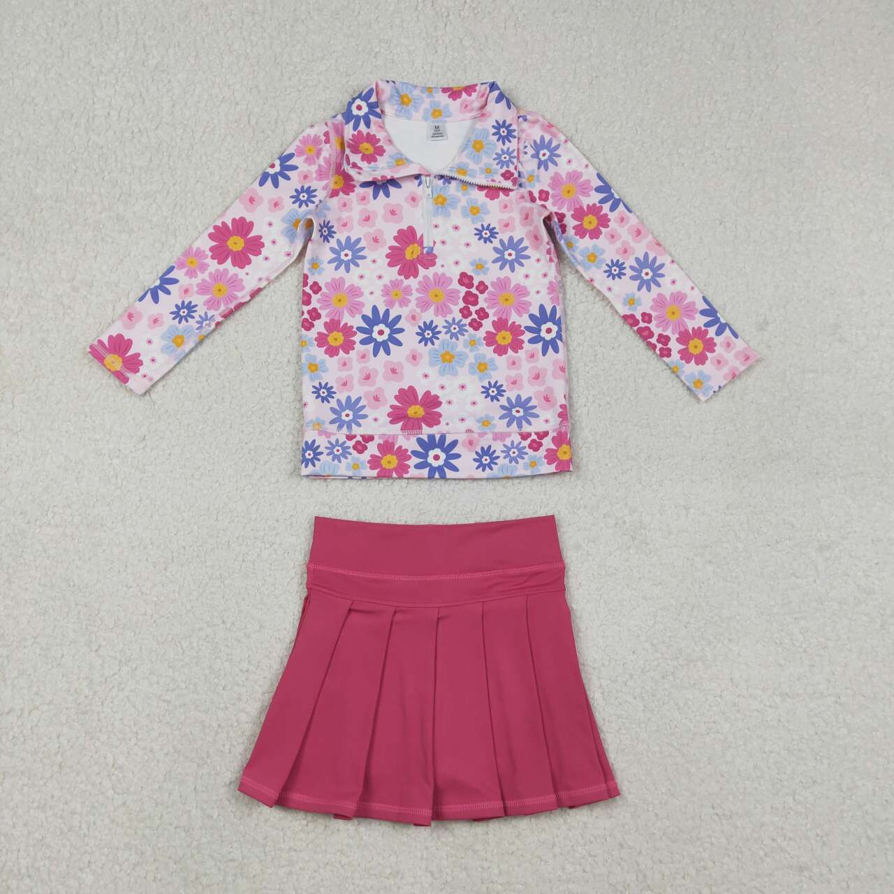 Flowers yoga pullover matching skirts girls outfit