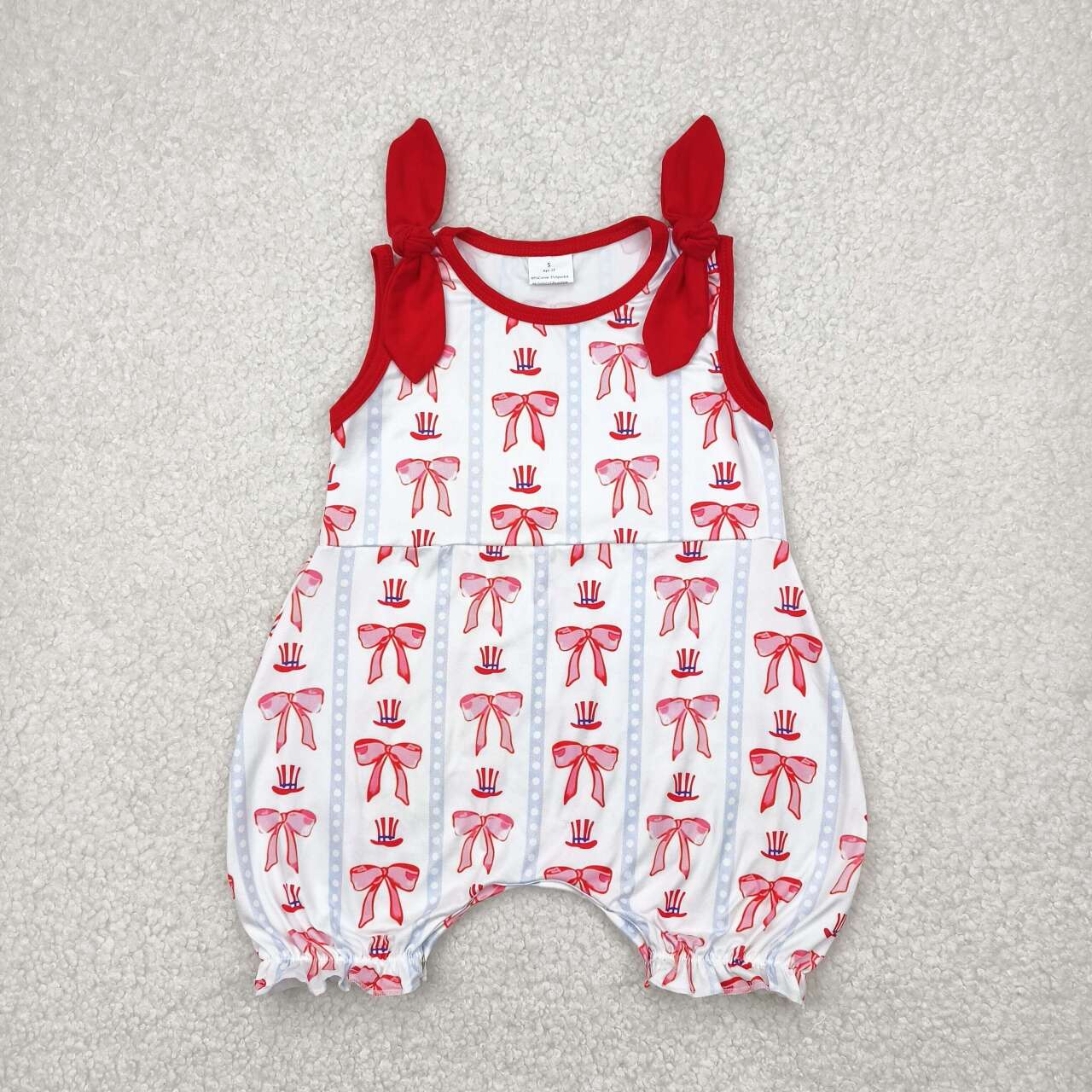 Toddle baby red bow July 4th romper