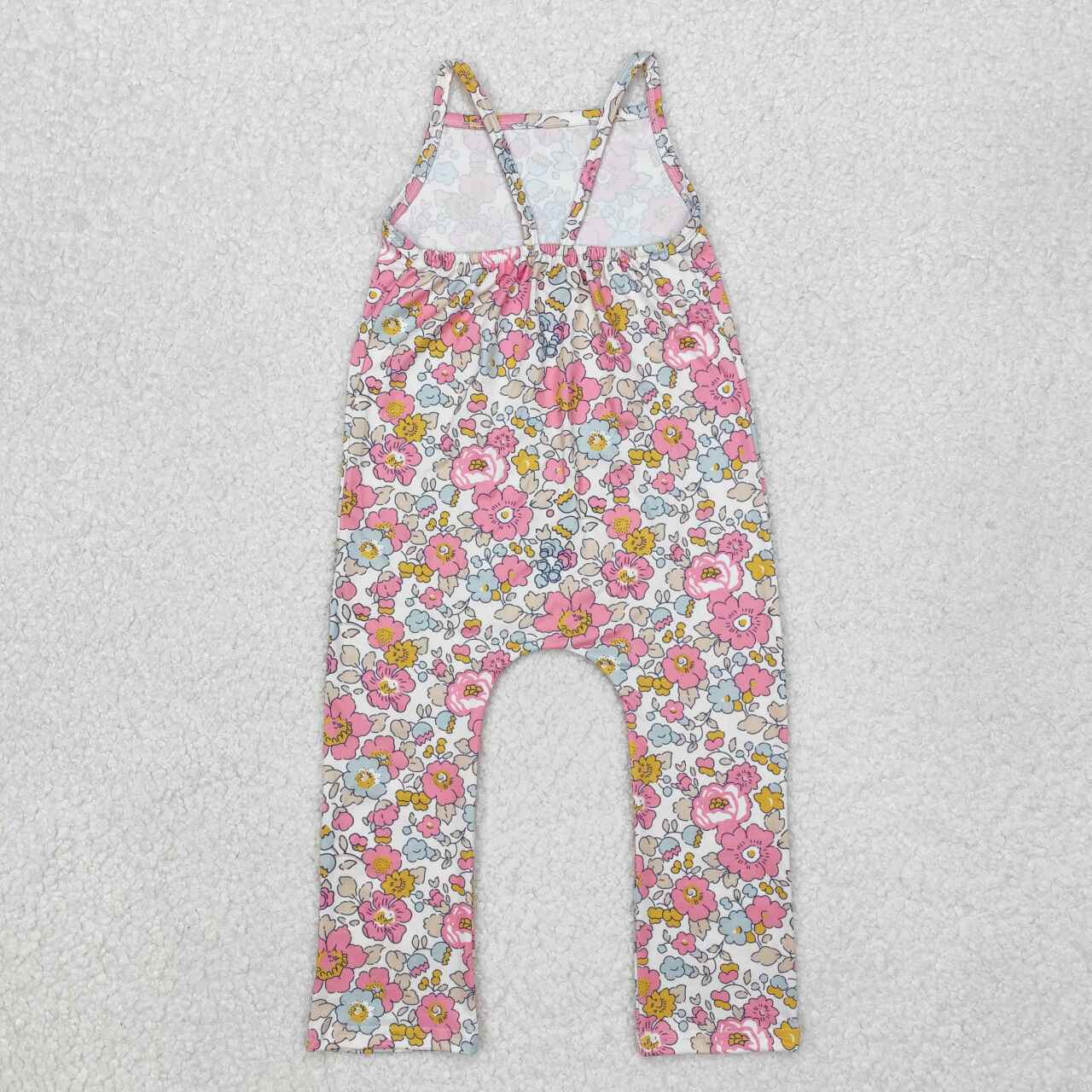 Toddle girls pink flower print jumpsuit romper