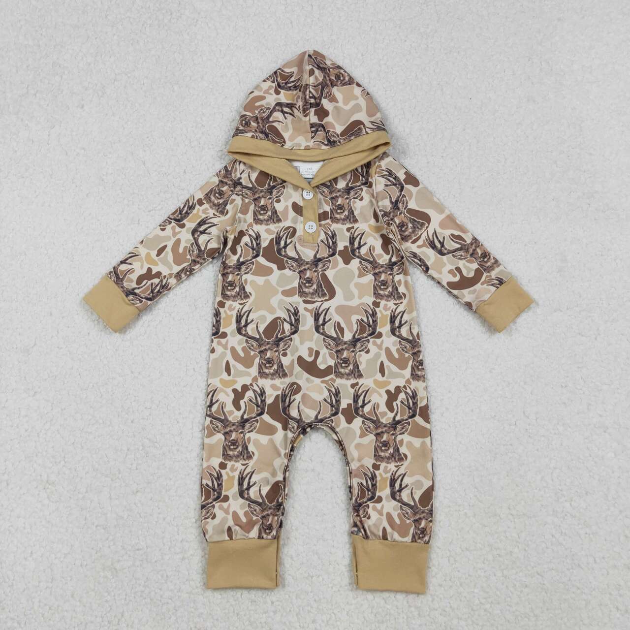 deer camo toddle baby hoodie romper