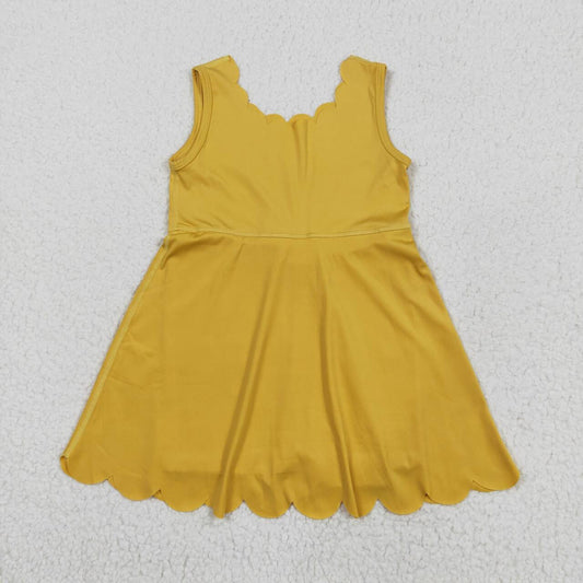 Baby girls yellow color active wear athletic summer yoga skirt dress