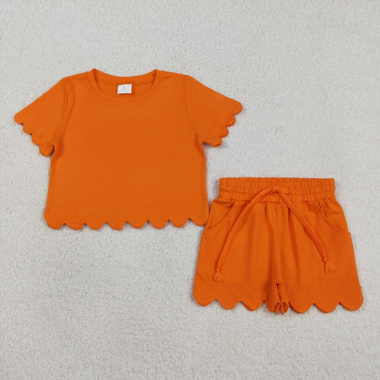 Orange color toddle baby girls summer outfit