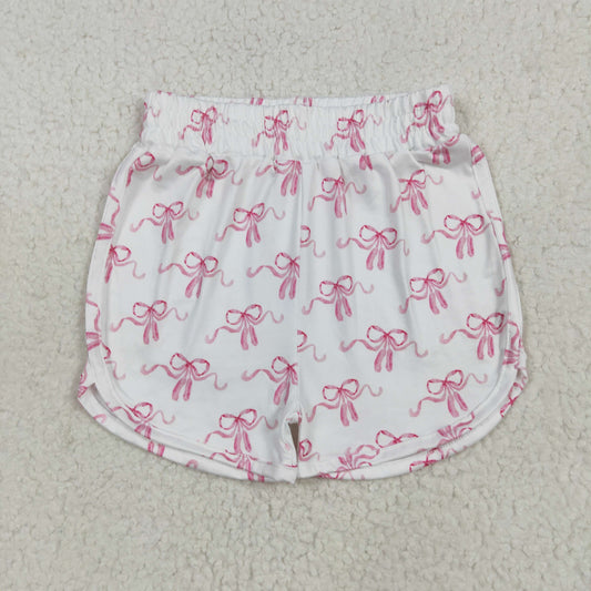 Pink bow baby girl summer shorts