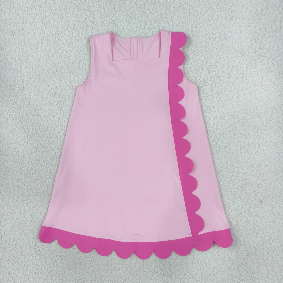 Light Pink color girls summer yoga scalloped dress