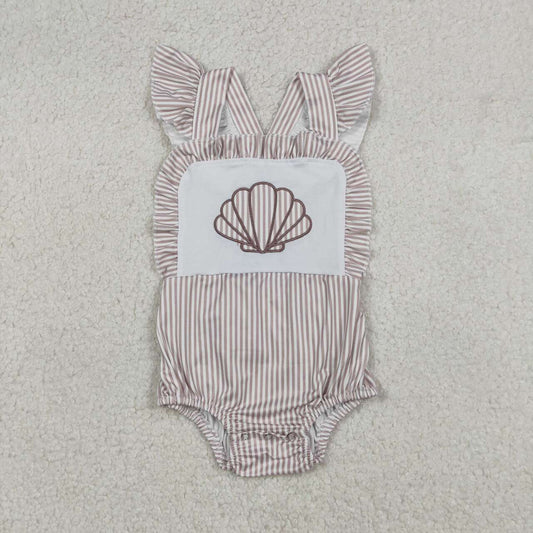Embroidery Shell print toddle baby  romper